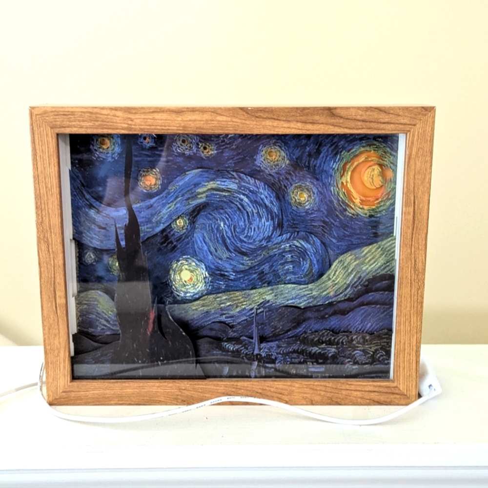 Van Gogh Starry Night Paper Shadowbox LED Lamp